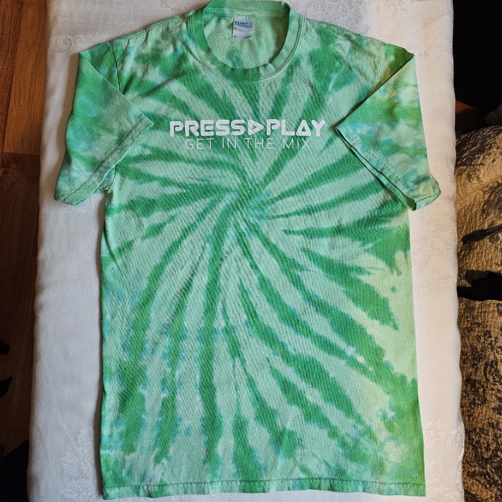 Tie-Dye T-shirt W Press Play Get In The Mix On It All Cotton